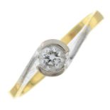 A brilliant-cut diamond single-stone ring.Estimated diamond weight 0.20cts.Ring size M.