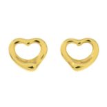 A pair of 'Open Heart' stud earrings, by Elsa Peretti for Tiffany & Co.Signed Tiffany & Co.