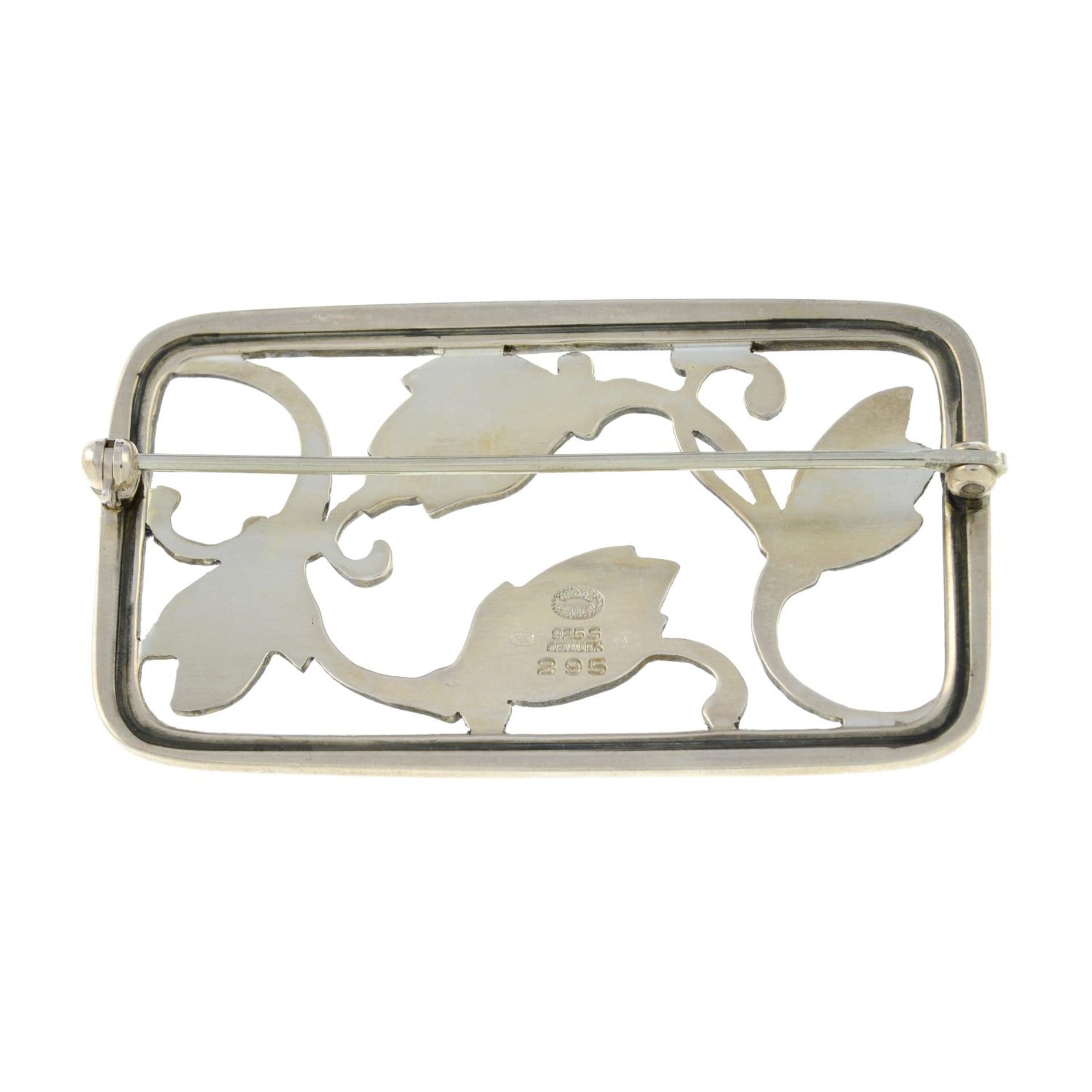 A silver floral brooch, by Georg Jensen.Import marks for silver.Length 5.4cms. - Image 2 of 3