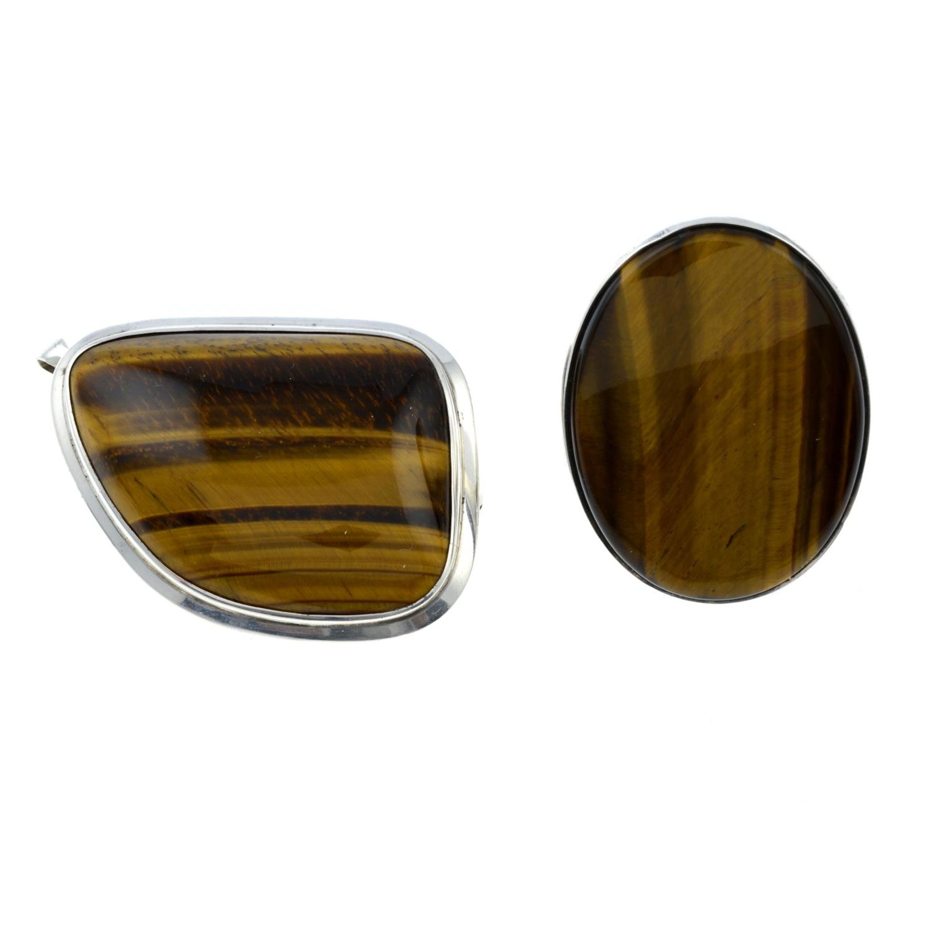 A 1970s silver tiger's-eye dress ring, - Image 2 of 3