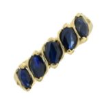 A 9ct gold sapphire five-stone ring,Hallmarks for Sheffield.Ring size P.