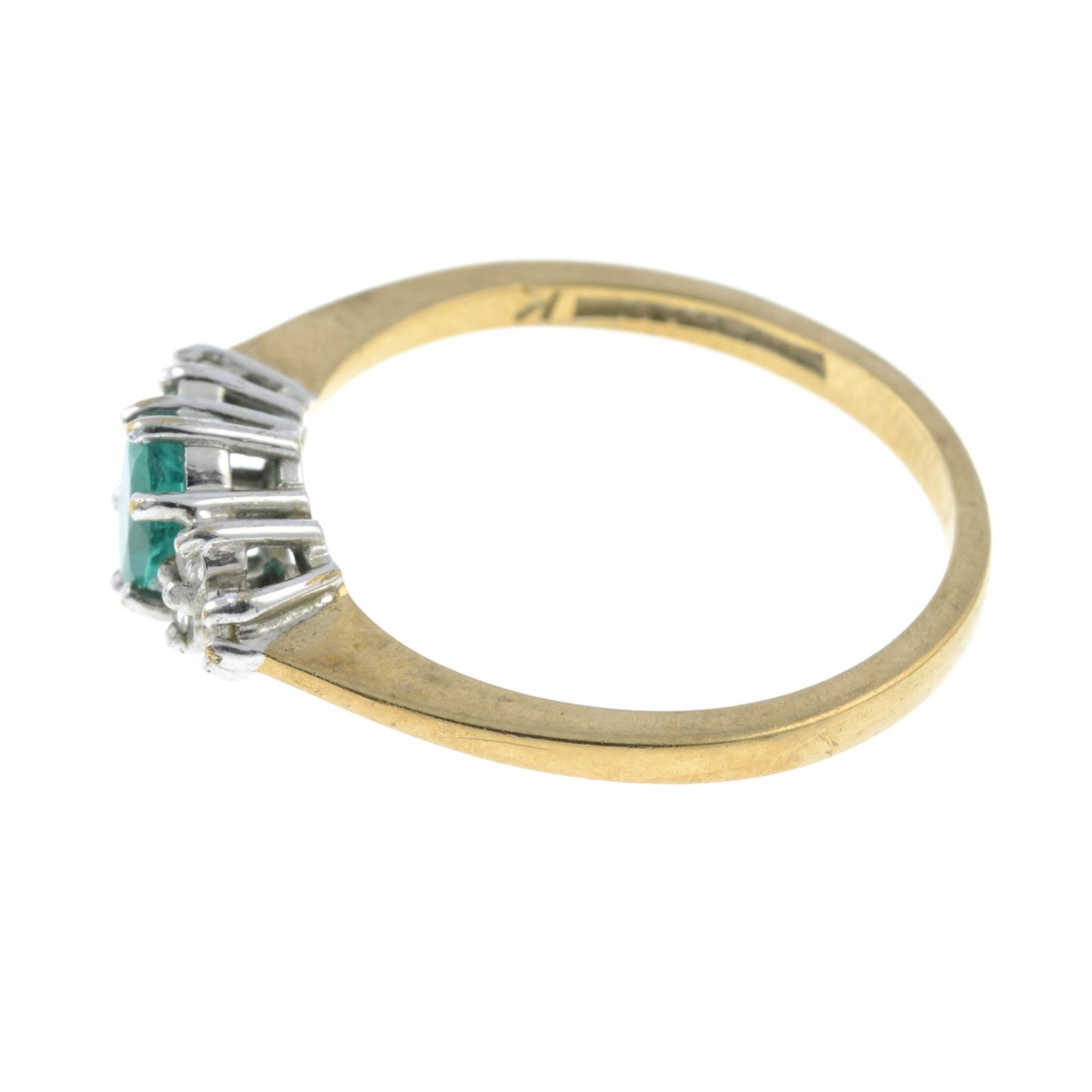 A 9ct gold emerald and diamond ring. - Image 2 of 3