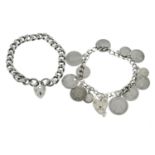 Two silver bracelets,