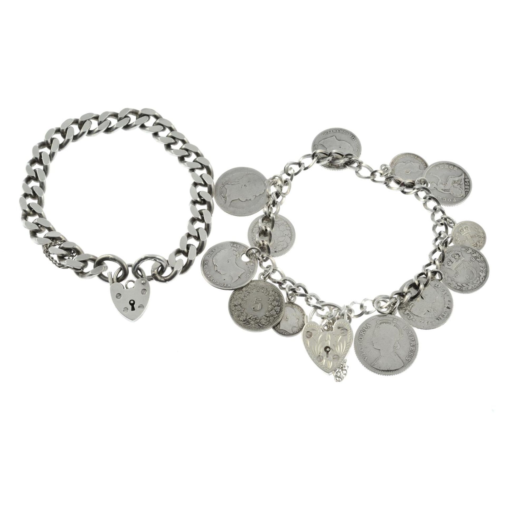 Two silver bracelets,