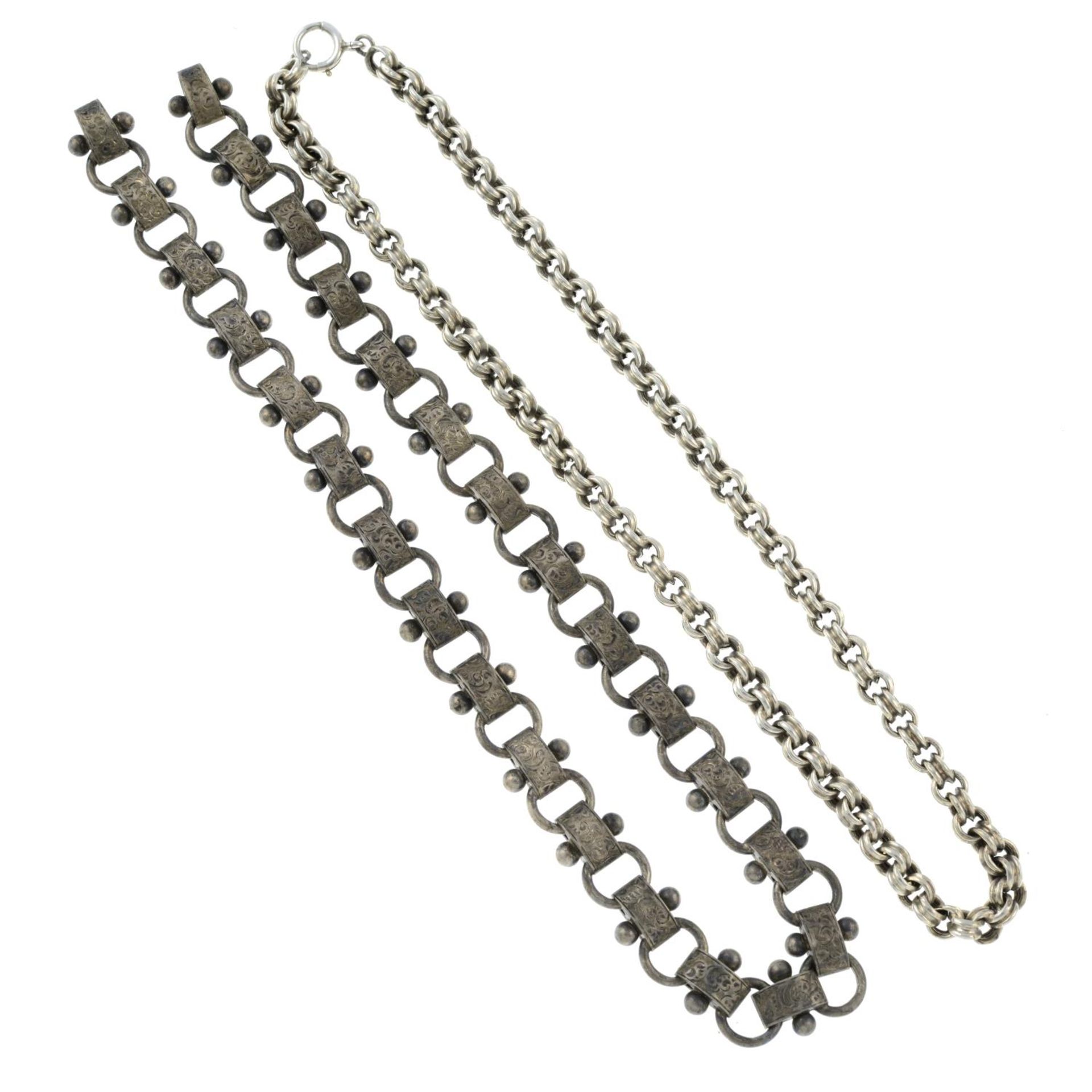 Two fancy-link chain necklaces. - Image 2 of 2
