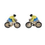 A pair of silver enamel bicycle cufflinks, by Deakin and Francis.Signed D&F.