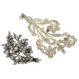 Two Victorian paste floral brooches, together with a later pair of paste earrings.