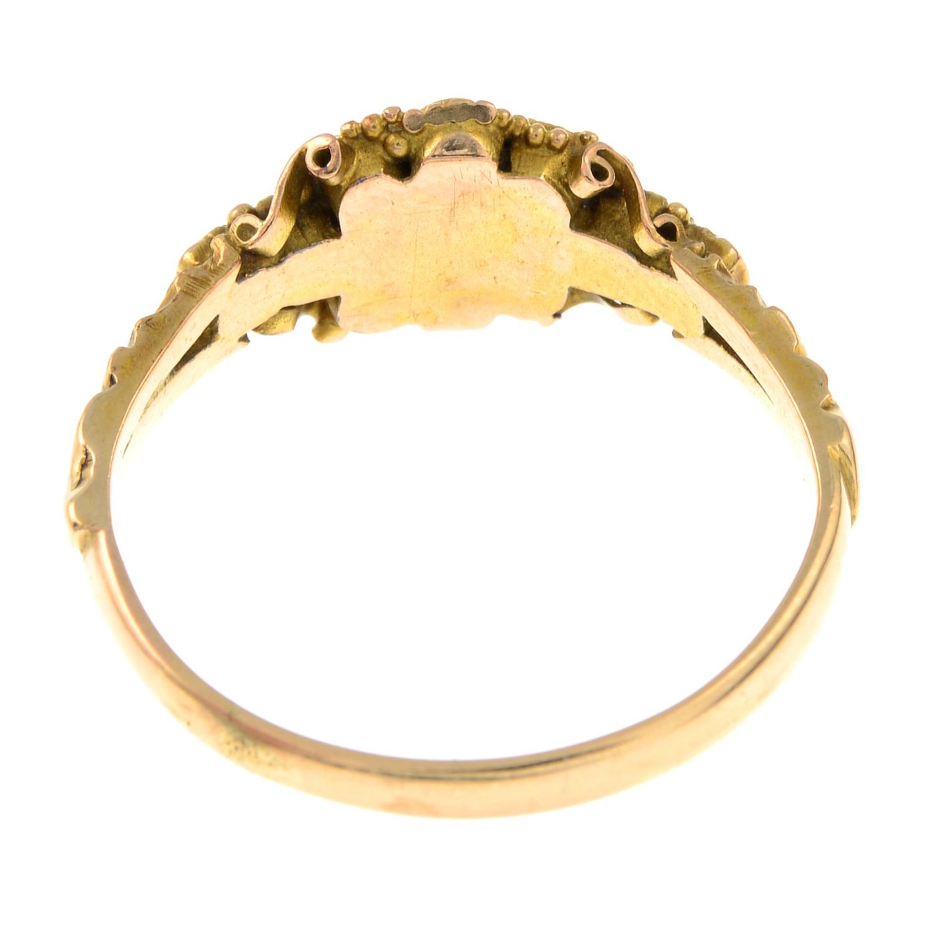 A late Victorian 15ct gold green gem and split pearl dress ring.Hallmarks for Birmingham, - Image 3 of 3