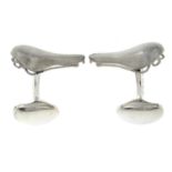 A pair of silver bicycle seat cufflinks by Deakin and Francis.Signed D&F.