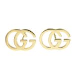 A pair of 18ct gold 'Double G' stud earrings, by Gucci.Signed Gucci.