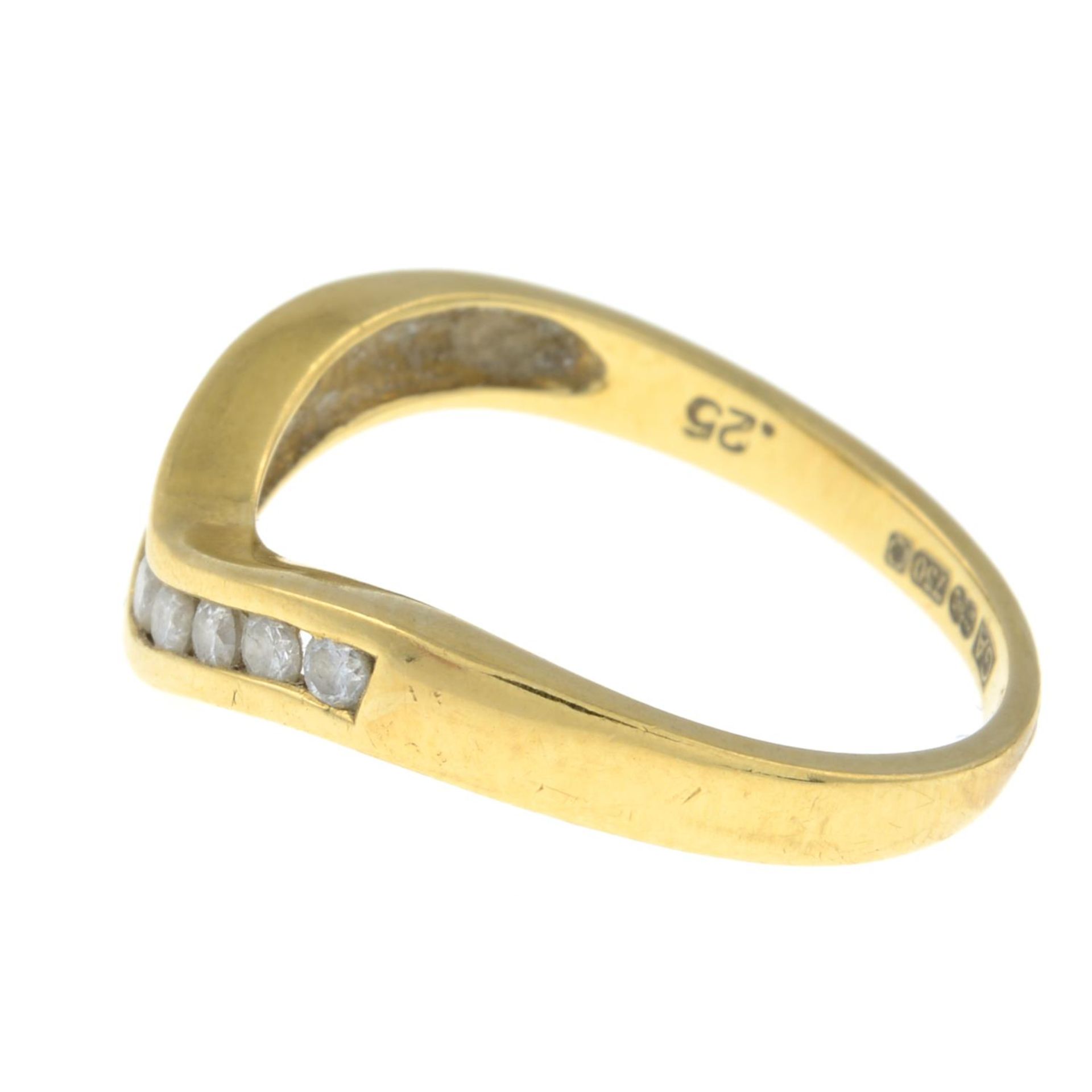 An 18ct gold diamond wishbone ring. - Image 2 of 3