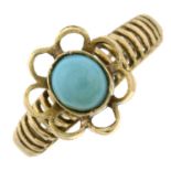 A turquoise ring of a flower.Ring size R 1/2.