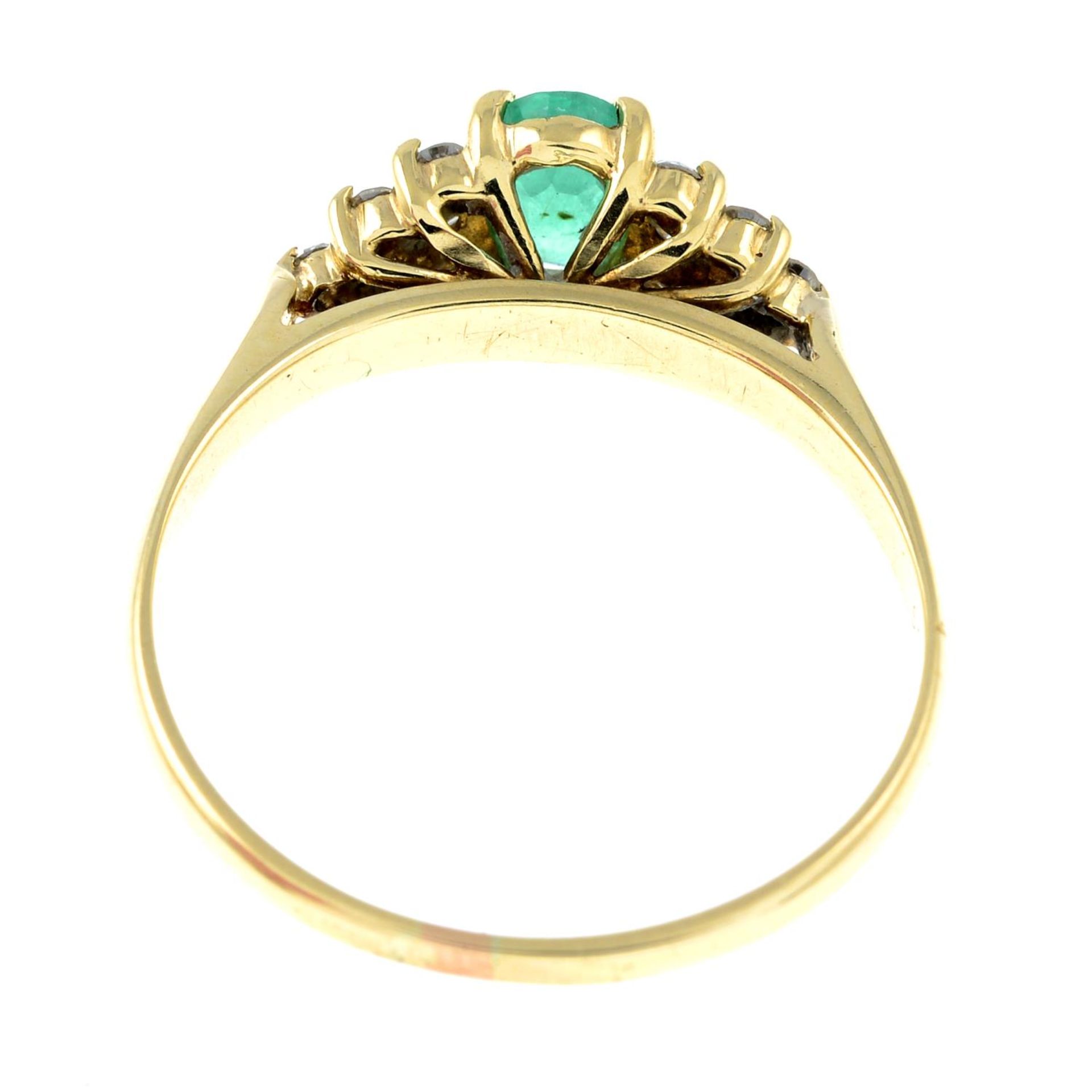 A 9ct gold emerald and diamond dress ring.Estimated total diamond weight 0.10ct.Import marks for - Image 3 of 3