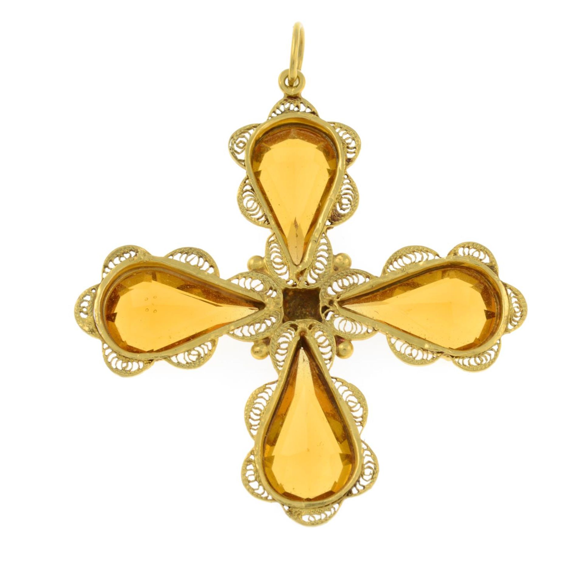 A paste cross filigree pendant.Length 6cms. - Image 2 of 2