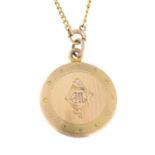 An early 20th century locket with chain.Chain stamped 10K.Length of locket 3.2cms.