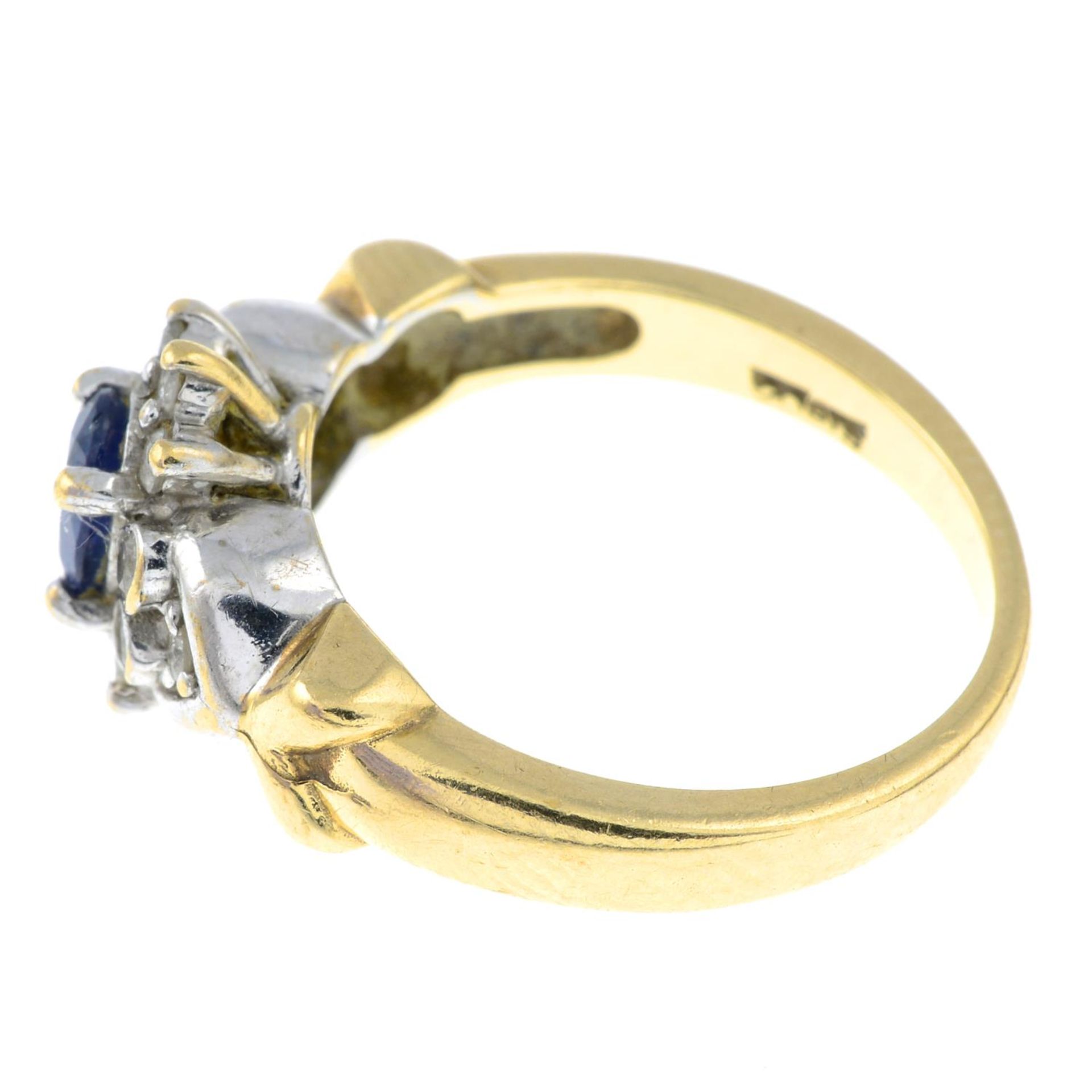 A 9ct gold sapphire and brilliant-cut diamond cluster ring.Estimated total diamond weight - Image 2 of 3