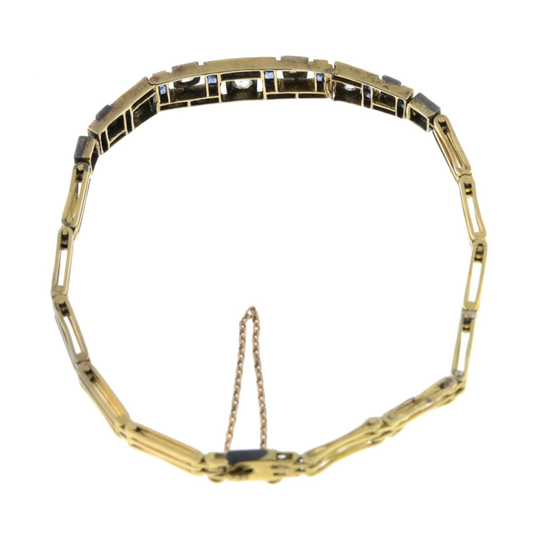 A sapphire and rose-cut diamond bracelet.Stamped K18.Length 19cms. - Bild 2 aus 2