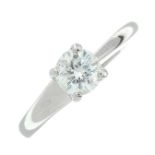 An 18ct gold brilliant-cut diamond single-stone ring.Diamond estimated weight 0.50ct,