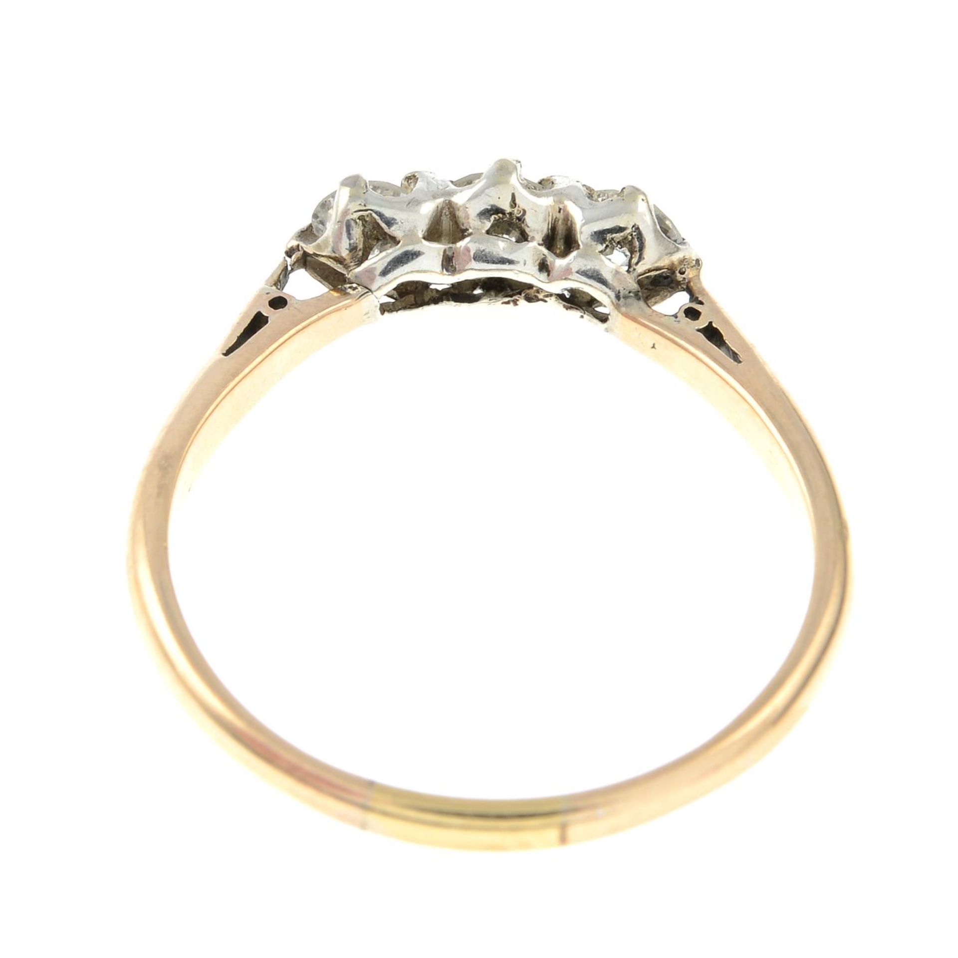 A brilliant and old-cut diamond three-stone ring.Estimated total diamond weight 0.35ct, - Image 3 of 3