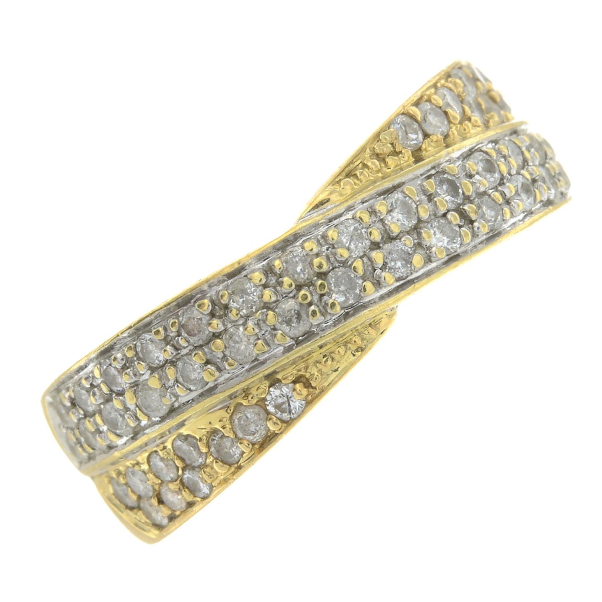 An 18ct gold diamond dress ring.Total diamond weight 0.50ct, stamped to band.