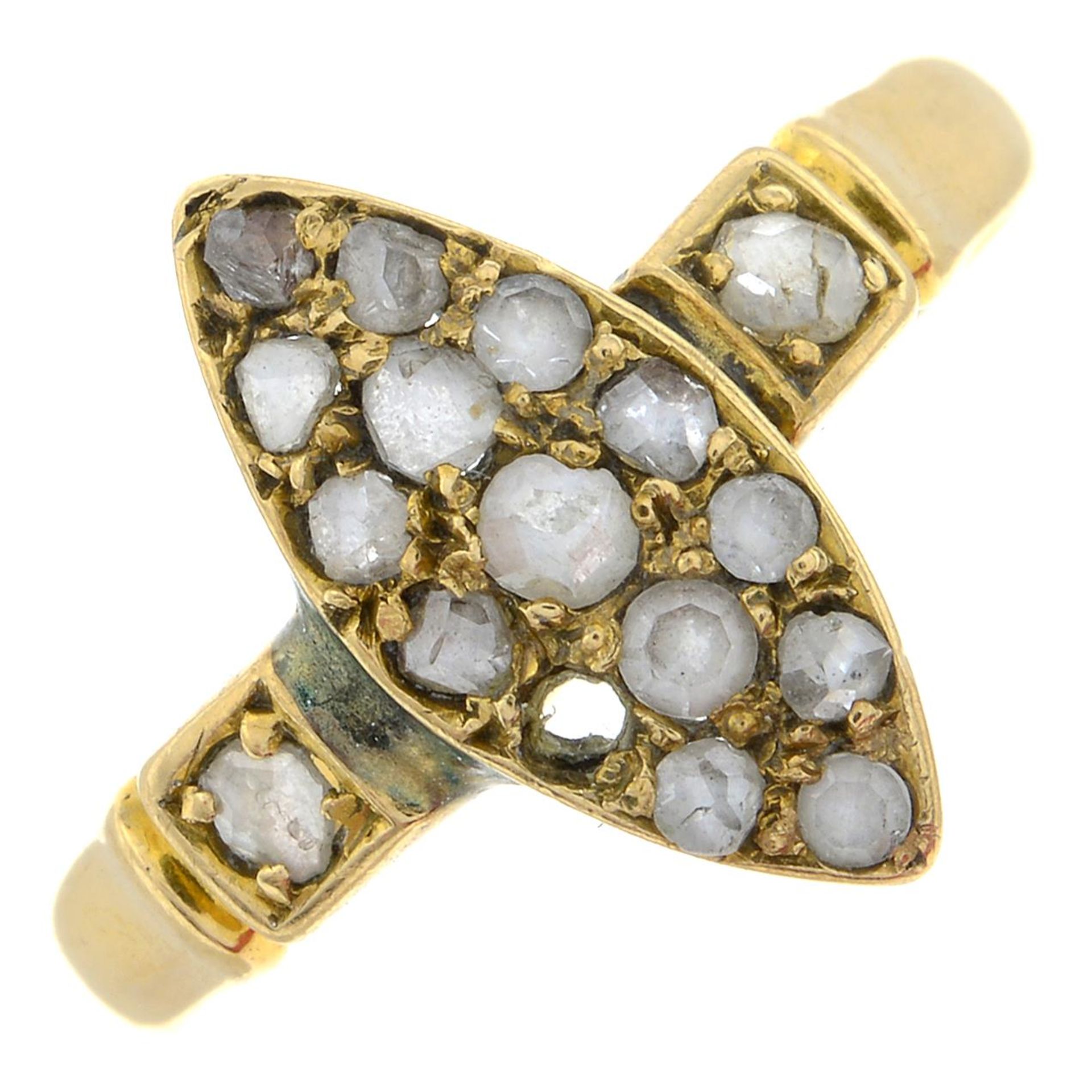 A late 19th century old-cut diamond cluster ring, AF.One diamond deficient.