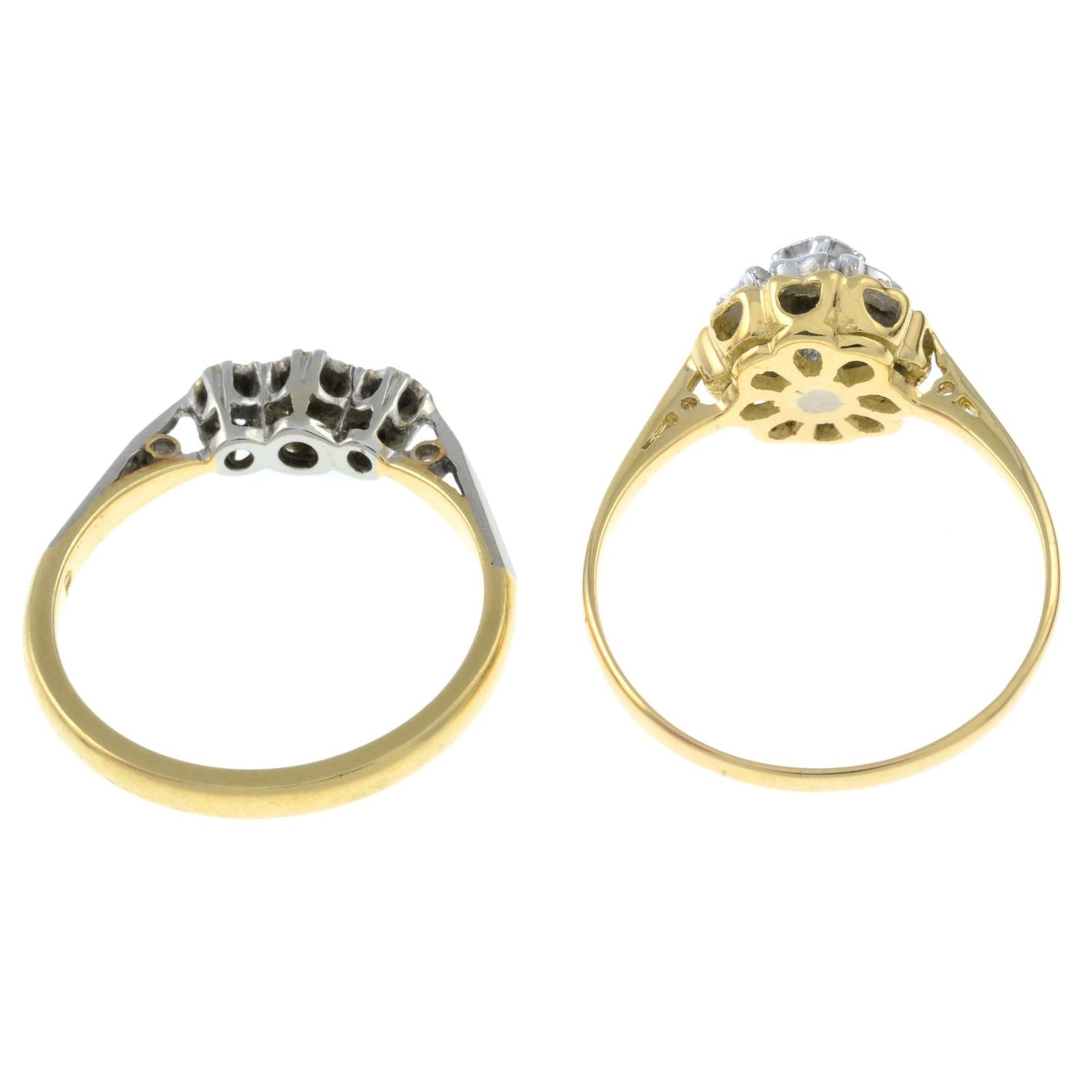Diamond three-stone ring, - Bild 3 aus 3