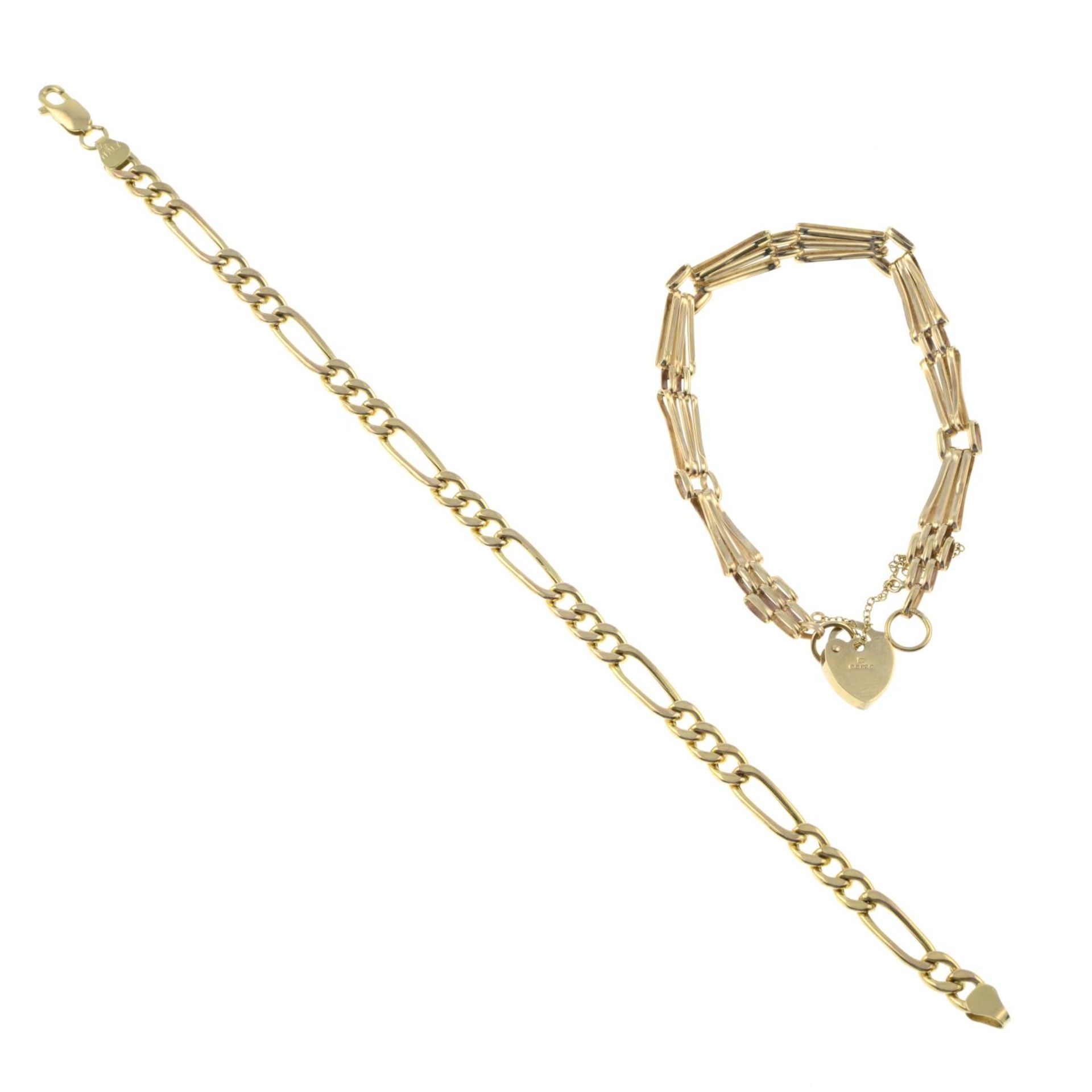 9ct gold gate-link bracelet, - Image 2 of 2