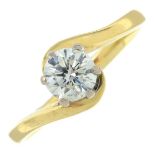 An 18ct gold brilliant-cut diamond single-stone ring.Diamond estimated weight 0.55ct,