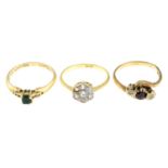 14ct gold emerald and diamond dress ring,