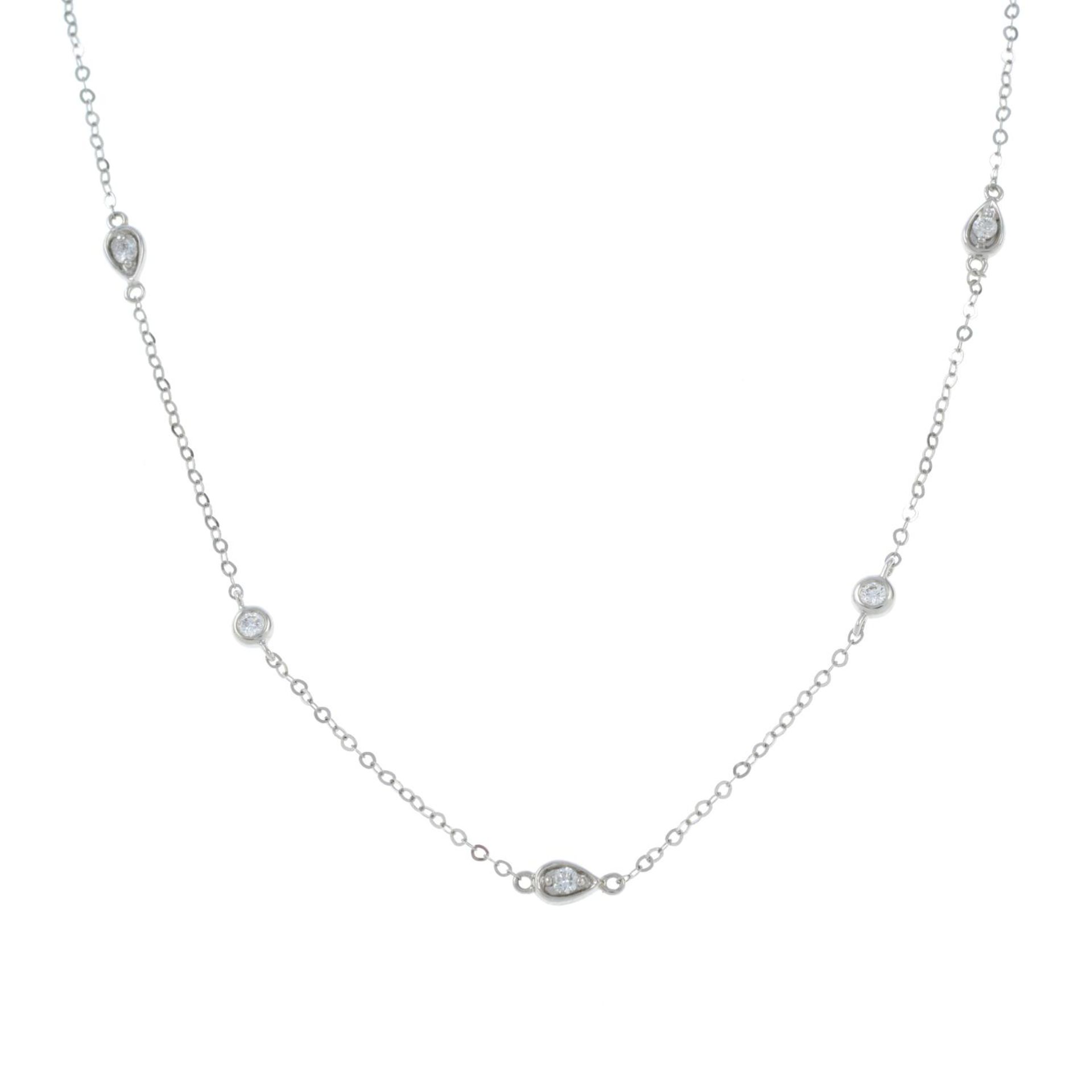 An 18ct gold necklace, with diamond spacers.Total diamond weight 0.12ct.