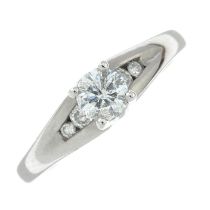 A 9ct gold brilliant-cut diamond single-stone ring.Total diamond weight 0.40ct,
