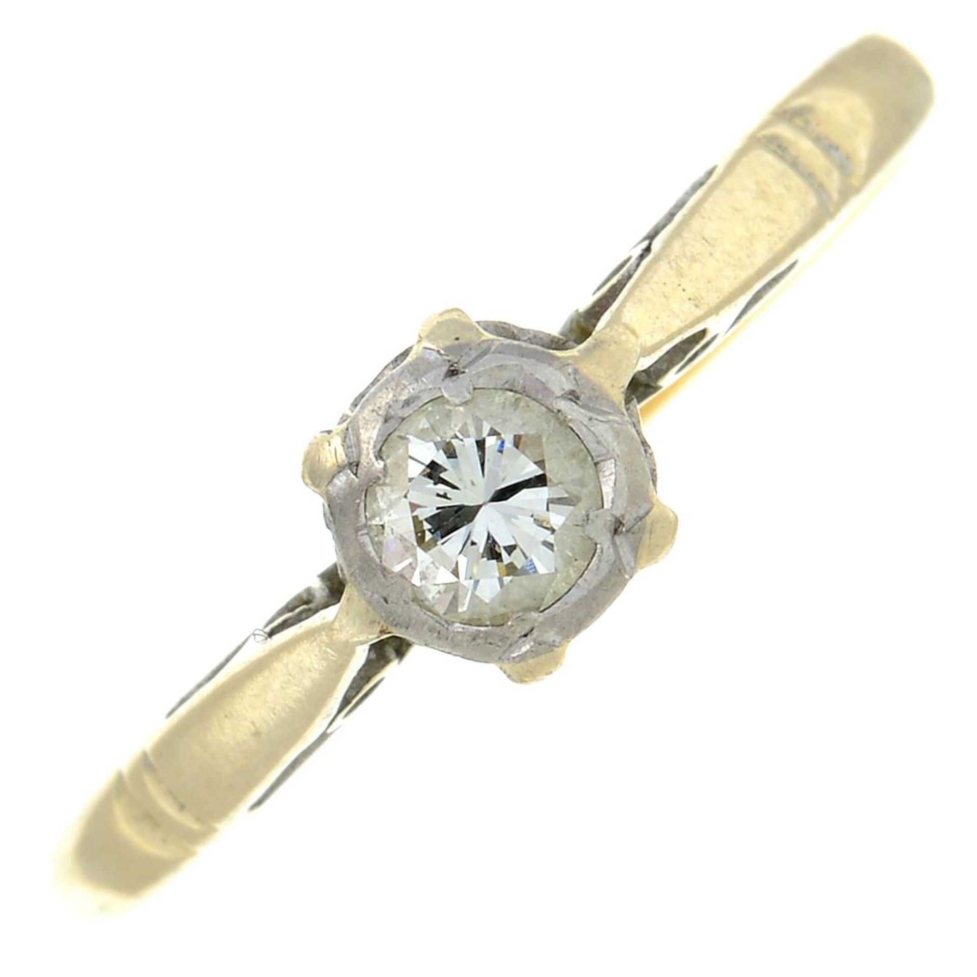 A brilliant-cut diamond single-stone ring.Diamond estimated weight 0.15ct,