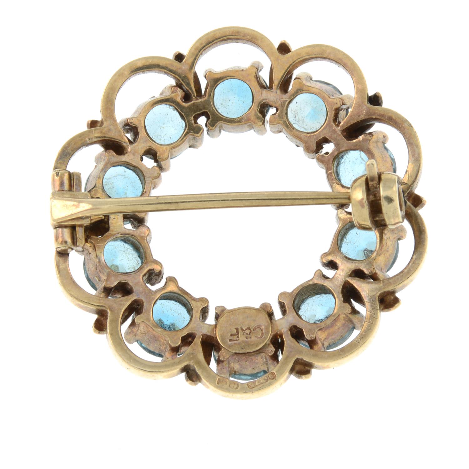 A 1970s 9ct gold blue zircon brooch, by Cropp & Farr. - Bild 2 aus 2