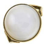 A chalcedony cabochon single-stone ring.Stamped 9CT.