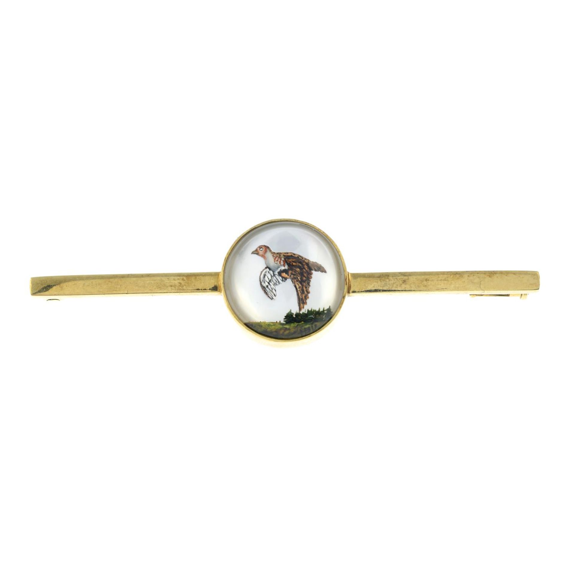 A reverse-carved intaglio bar brooch,