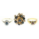 18ct gold diamond and ruby floral cluster ring,