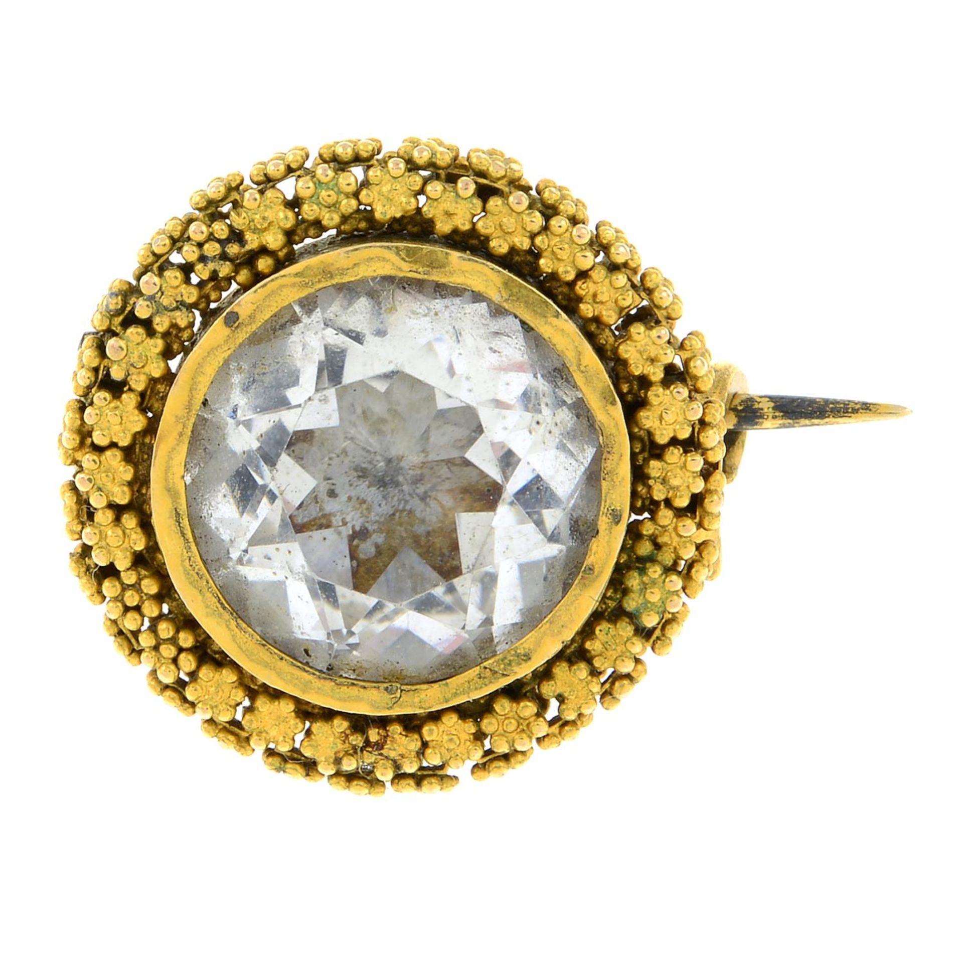 A Georgian gold rock crystal brooch.Length 1.7cms.