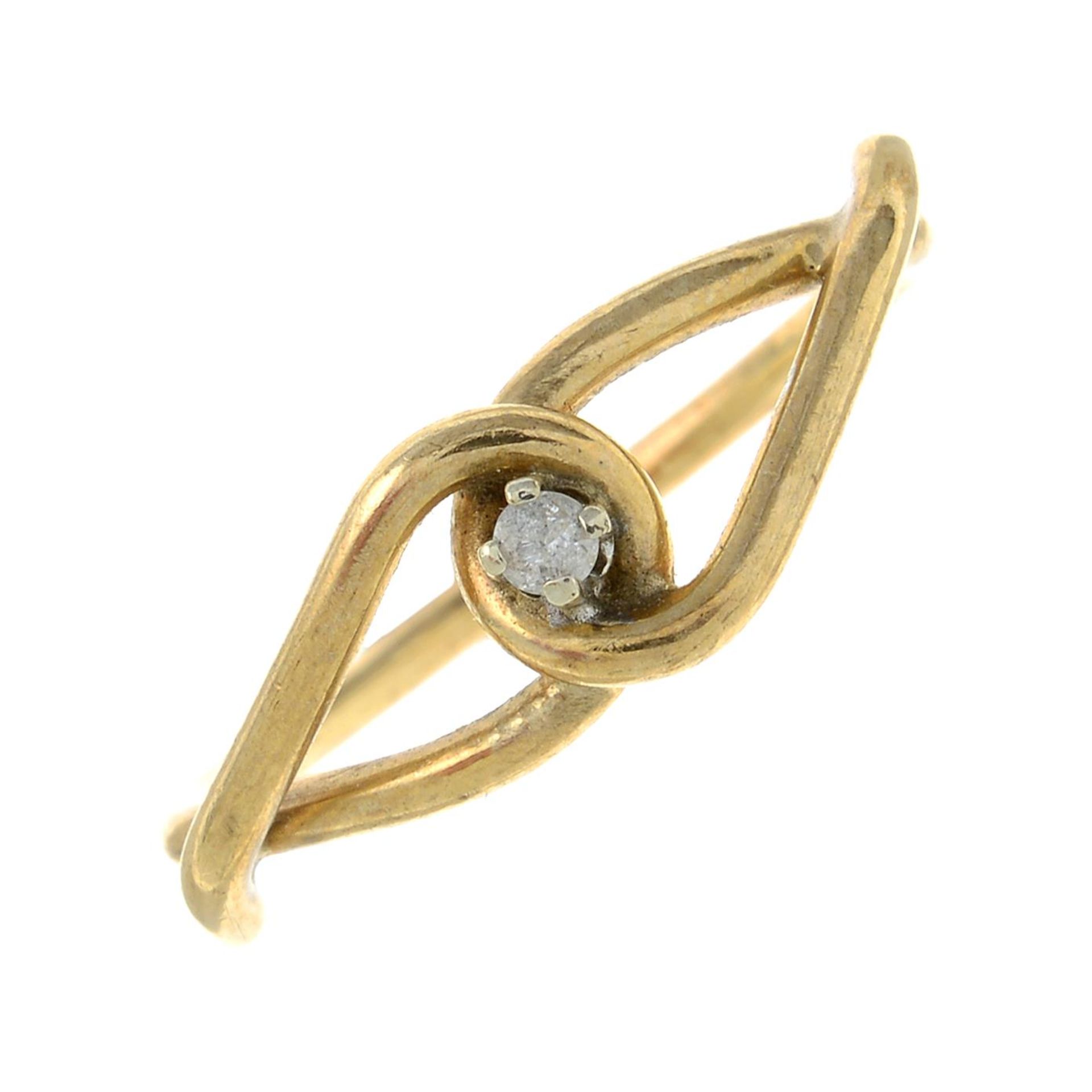 A 9ct gold diamond ring, with openwork shoulders.Hallmarks for 9ct gold.