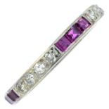 A ruby and single-cut diamond full eternity ring.Estimated total diamond weight 0.40ct.Ring size R.