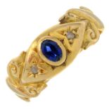 An Edwardian 22ct gold sapphire and rose-cut diamond ring.Hallmarks for Birmingham,