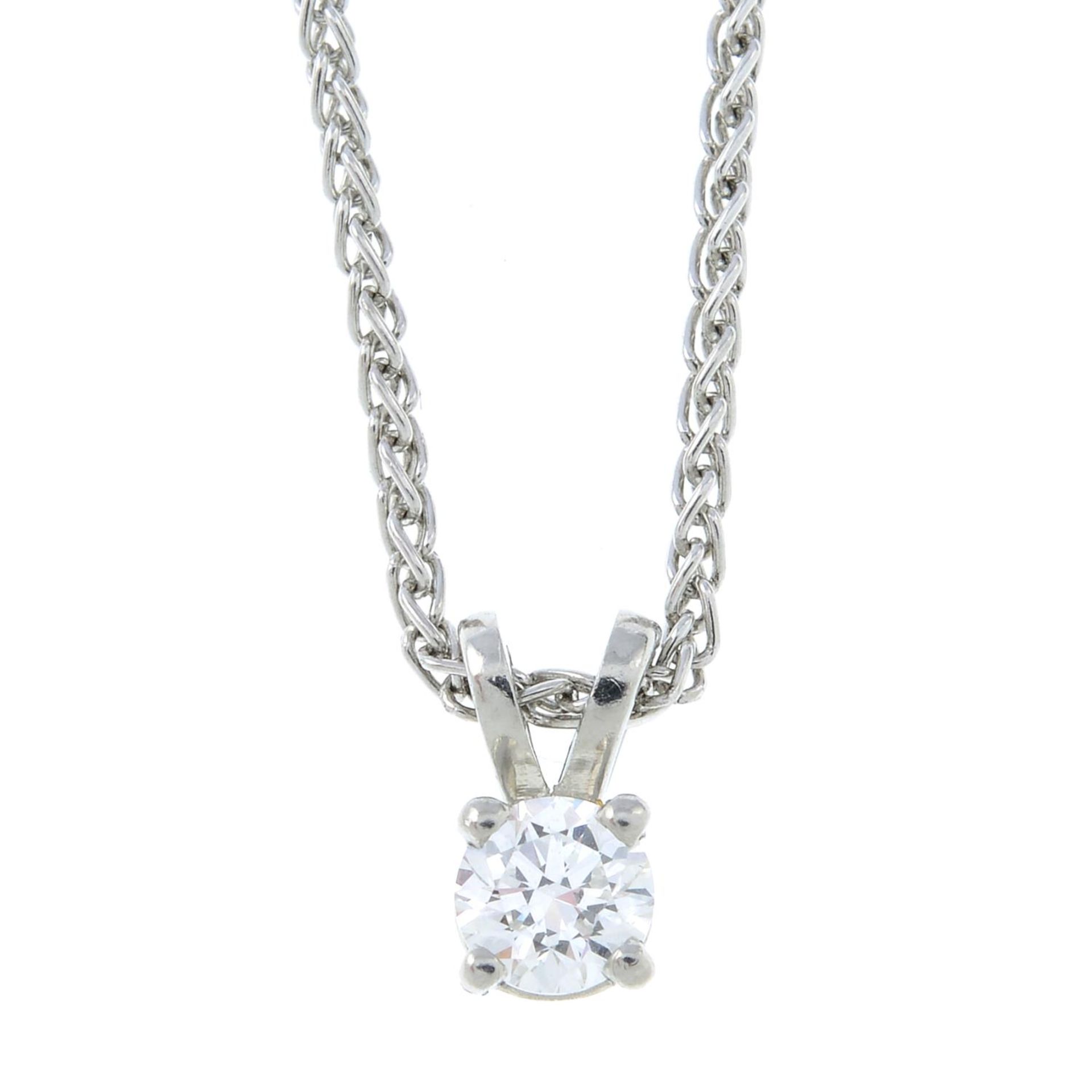 A platinum brilliant-cut diamond pendant,