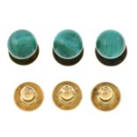 Three malachite dress studs,