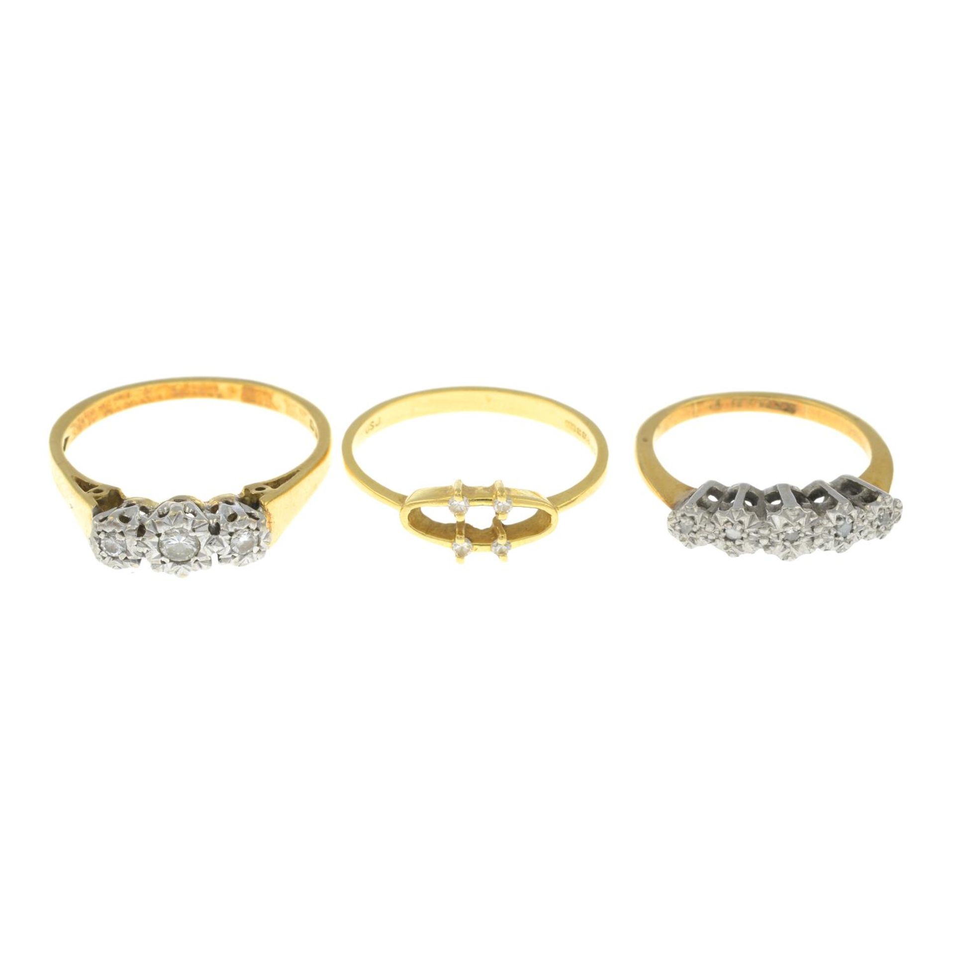 18ct gold diamond three -stone ring,