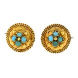 Two late 19th century gold brooches,