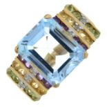 A topaz, amethyst, citrine, peridot and diamond dress ring.Stamped 10K.Ring size N1/2.