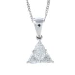 A triangular-shape diamond pendant,