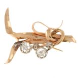 A continental mid 20th century 14ct gold rose-cut diamond spray brooch.Stamped 585.Length 5cms.