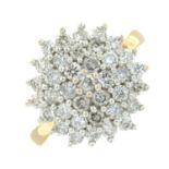 A 9ct gold brilliant-cut diamond cluster ring.Estimated total diamond weight 1.10cts,