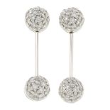 A pair of pave-set diamond drop earrings.Estimated total diamond weight 0.50ct.