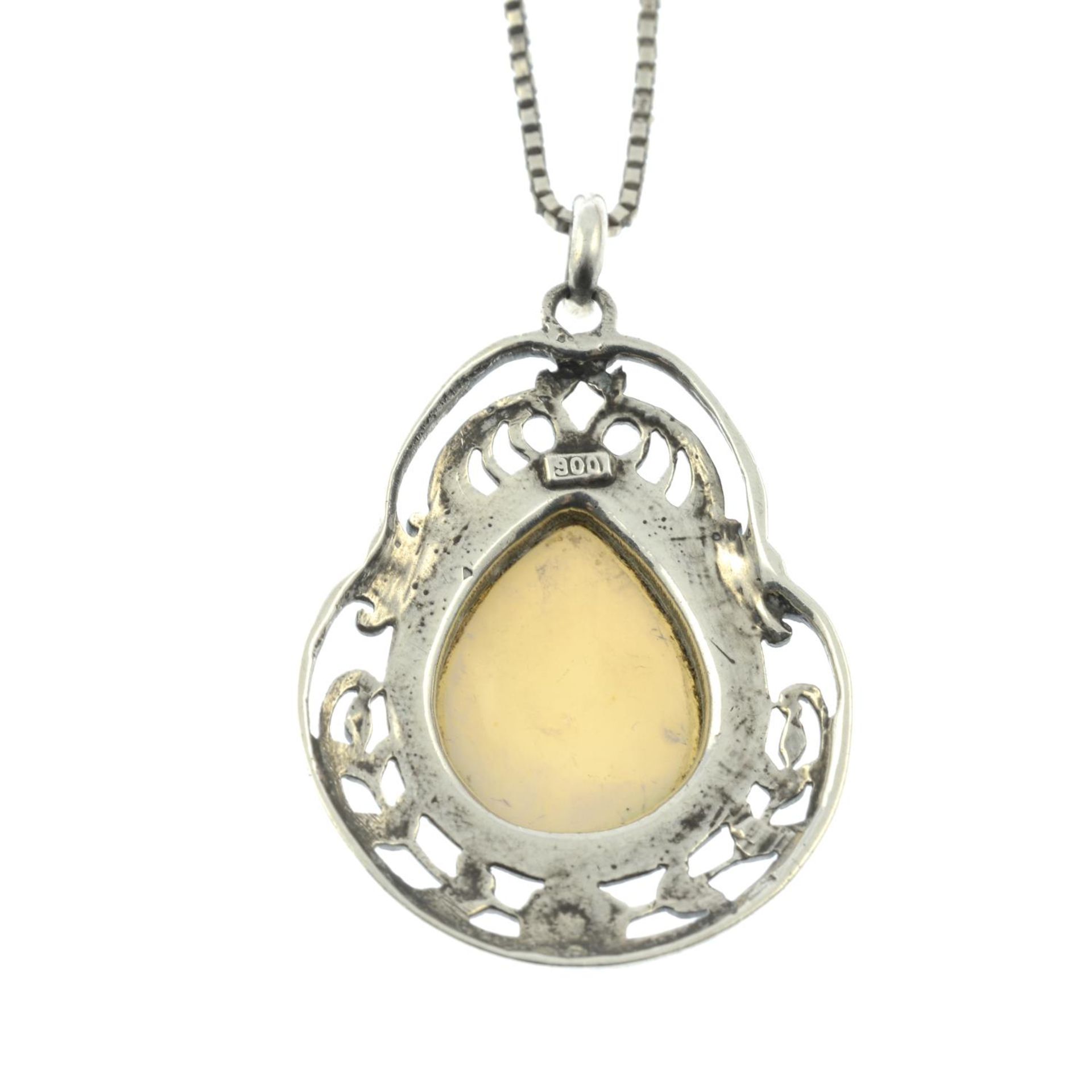 An Arts and Crafts silver mother-of-pearl pendant, - Image 2 of 3